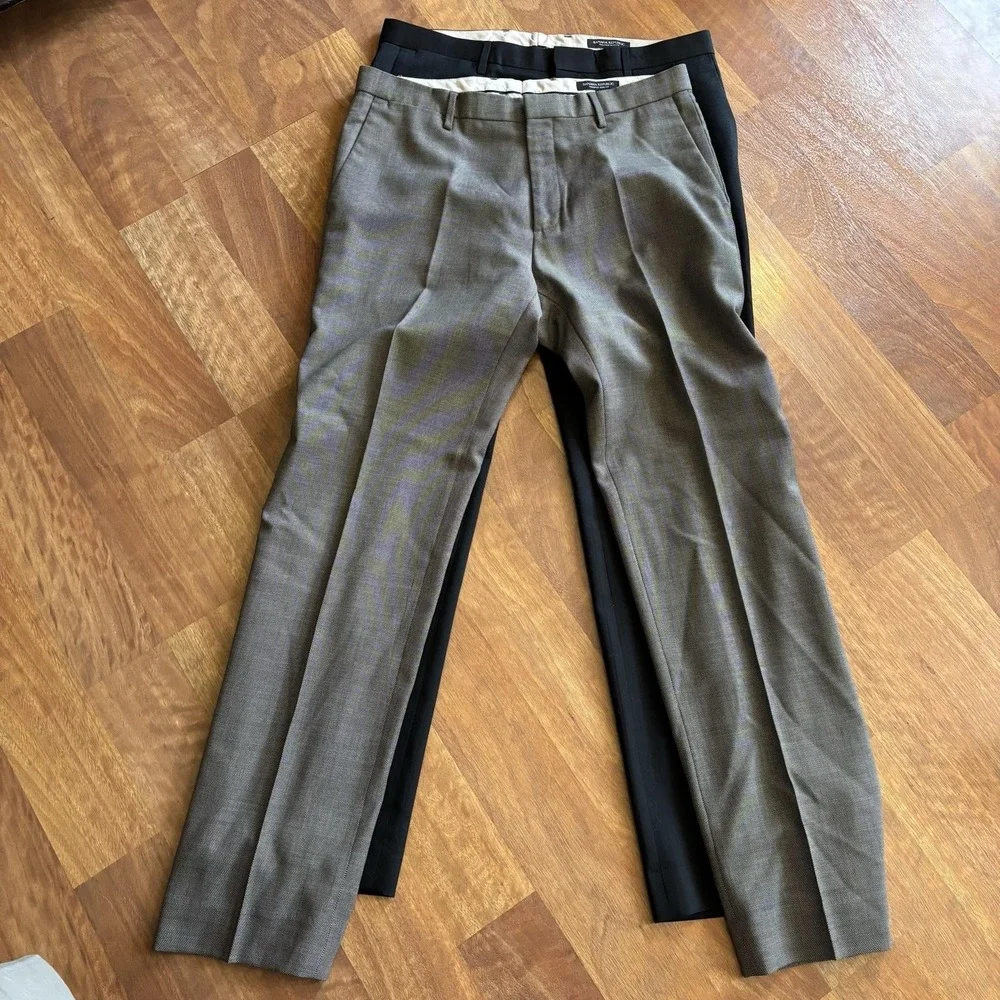 Banana Republic Pants LOT OF 2 Mens 34x34 Black Gray Slim Fit Flat Front Dress